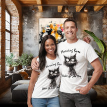 Manhã Chefe Engraçado Camisa De Gato - Acordou Ass