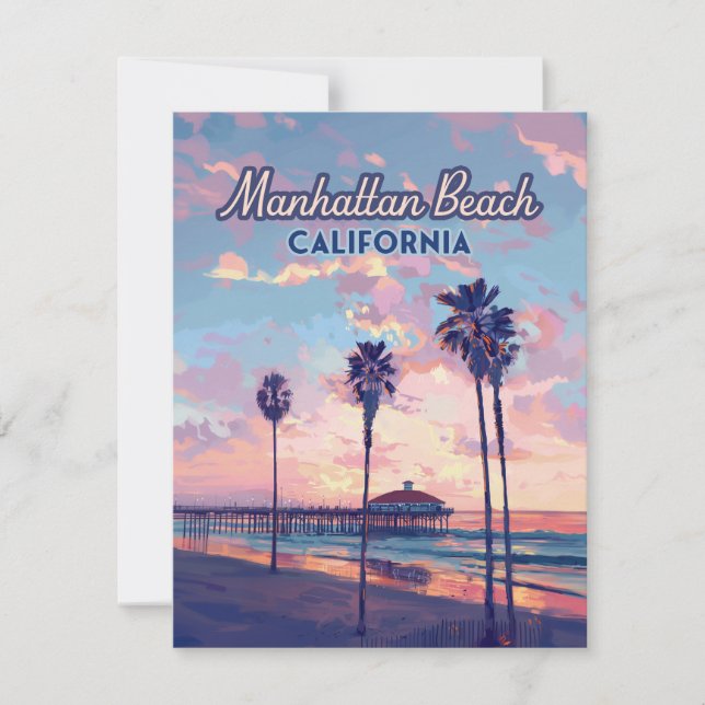 Manhattan Beach California Los Angeles Retro Card (Frente)