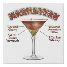 Manhattan Cocktail Recebe art 10"x10" 