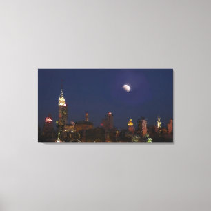 Manhattan Night Skyline Impressionista Canvas