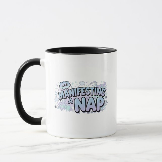 Manifestando um Sono Engraçado Caneca Pastel Retro (Esquerda)