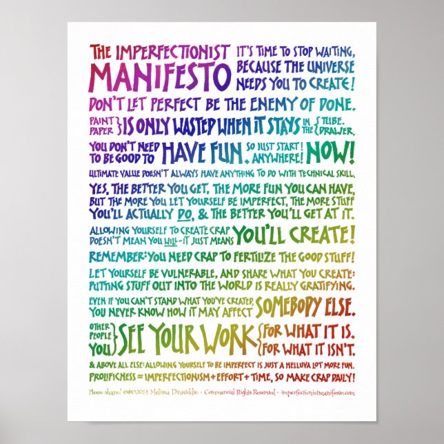 Manifesto imperfeccionista Poster - Arco-íris Bran (Frente)