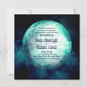 Manipulando Convidado Pagan Wiccan Teal Moon Gothi