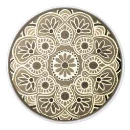 Manípulo de Puxa de Cerâmica castanho e bronzeado