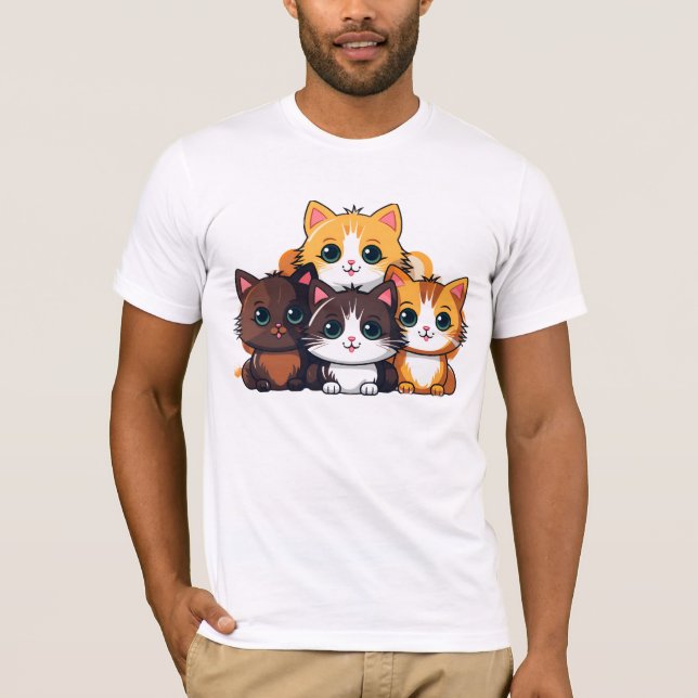 man's t-shirt with cat imprinted (Frente)