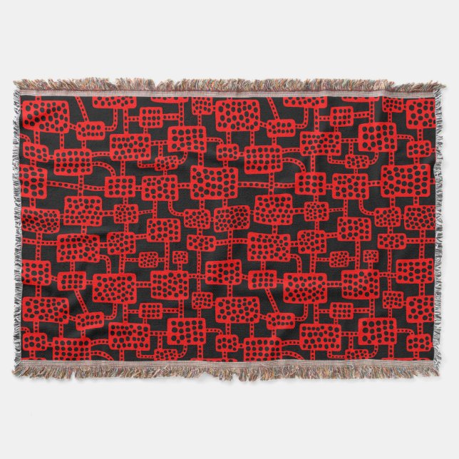 Manta Abstrato 041113 - Vermelho em preto (Frente)