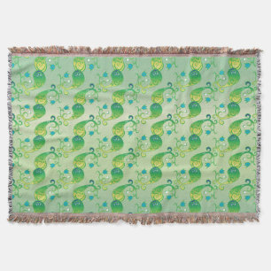 Manta Abstrato Verde Tulip Boteh Padrão Floral