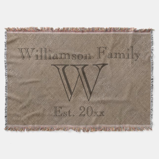 Manta Afganância Russo Personalizada da Família Burlap-L (Frente)