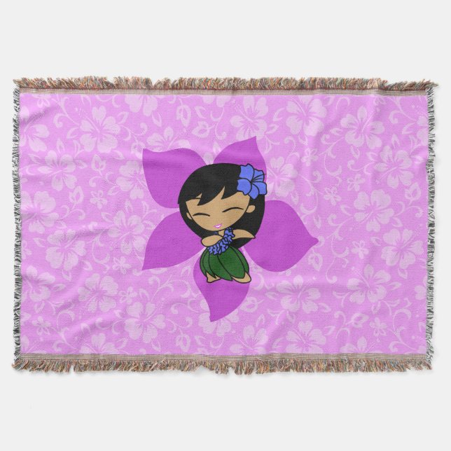 Manta Aloha Honys Hawaiian Hibiscus Vintage Hula Girl (Frente)