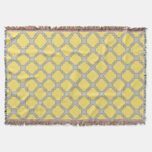 Manta Amarelo quatrefoil e cinza