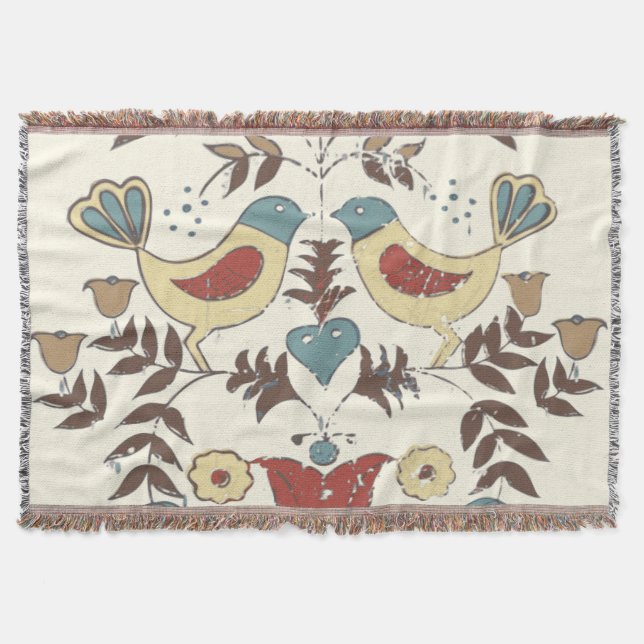 Manta Amish Hex Sinal Bird Americana da Pensilvânia Hola (Frente)