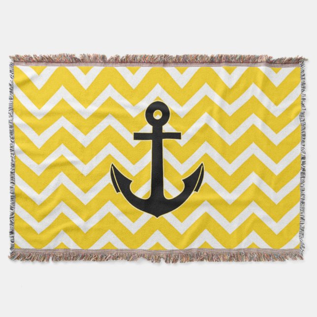 Manta Âncora de Chevron Amarelo Dourado (Frente)