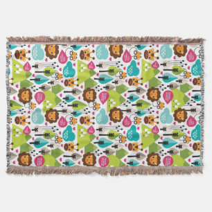 Manta animais selvagens retros do leão do safari dos