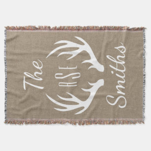 Manta Antlers rústicos dos cervos do país - monograma