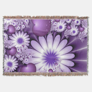 Manta Apaixonando-se Flores e Corações Abstratos Fractal