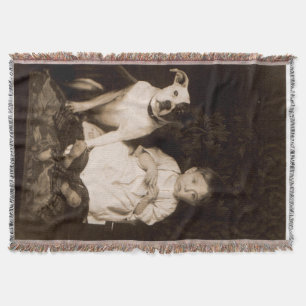Manta aproximadamente 1910 pitbull e bebê RPPC