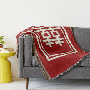 Manta Arranjo Chinês Clássico de Felicidade Dupla