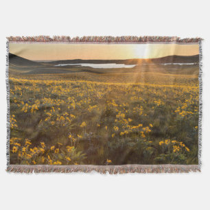 Manta Arranjo de Flores Silvestres de Balsamroot de Folh
