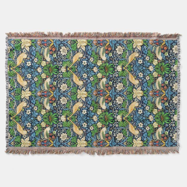 Manta Art Nouveau Pássaro e Flor Padrão de Tapeçaria (Frente)