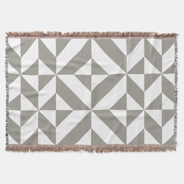 Manta Arte Deco Geométrica Cinza Prata (Frente)