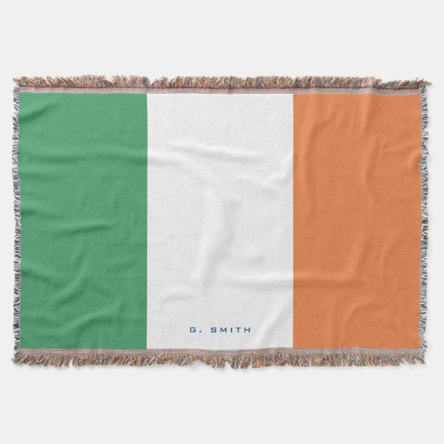Manta As cores da bandeira da Irlanda adicionam seu nome (Frente)