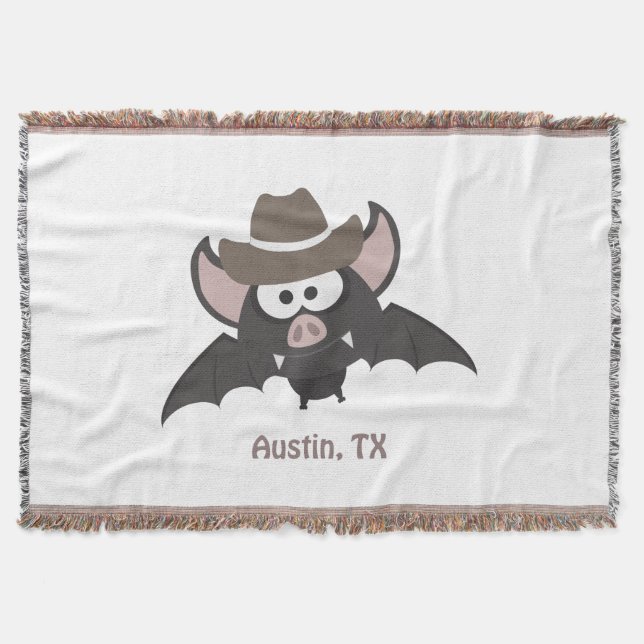 Manta Austin Texas Cute Cartoon Cowboy Bat (Frente)