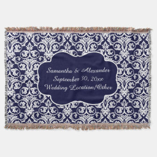 Manta Azuis marinhos personalizados do casamento tema