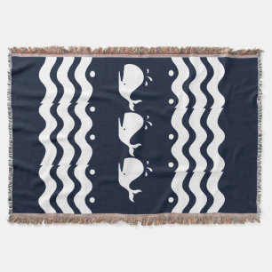 Manta BALEIA branca dos desenhos animados em azul escuro