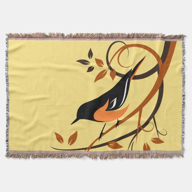 Manta Baltimore Oriole Stylized Bird Design (Frente)