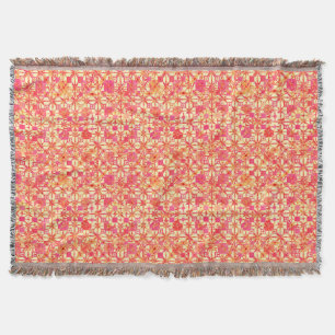Manta Batik tribal - laranja, cor-de-rosa coral e fúcsi