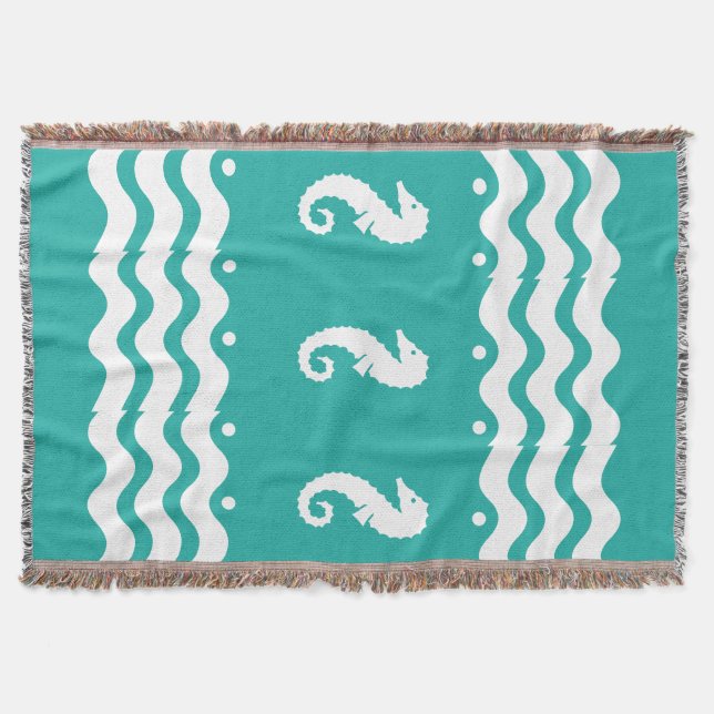 Manta BRANCO no aqua AZUL SEA HORSE litoral (Frente)