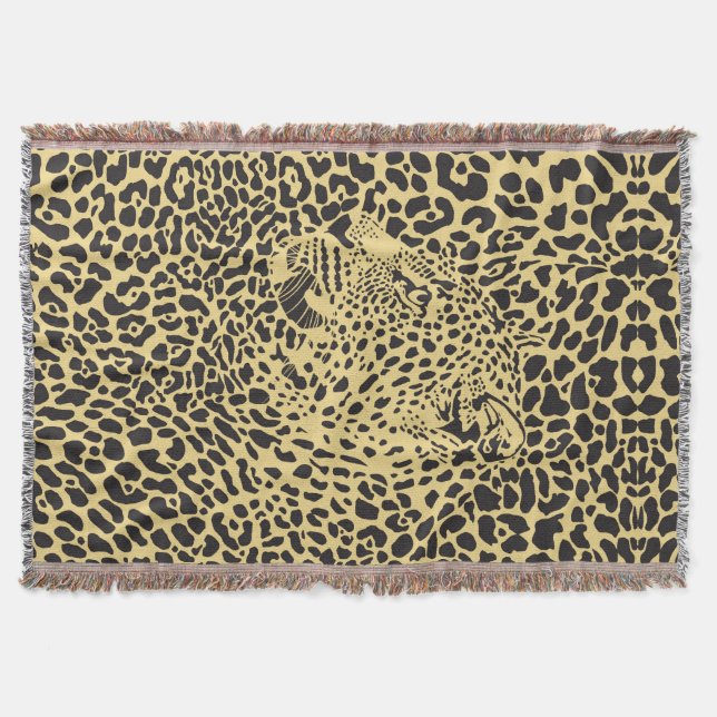 Manta Camuflagem Leopardo Negro e Beige Em Manchas (Frente)