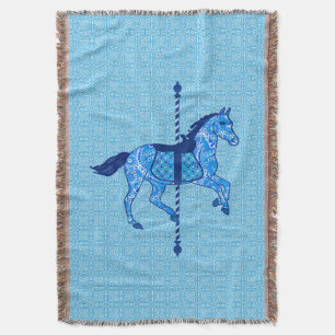 Manta Carrossel Horse - Cobalto e Azul-Céu