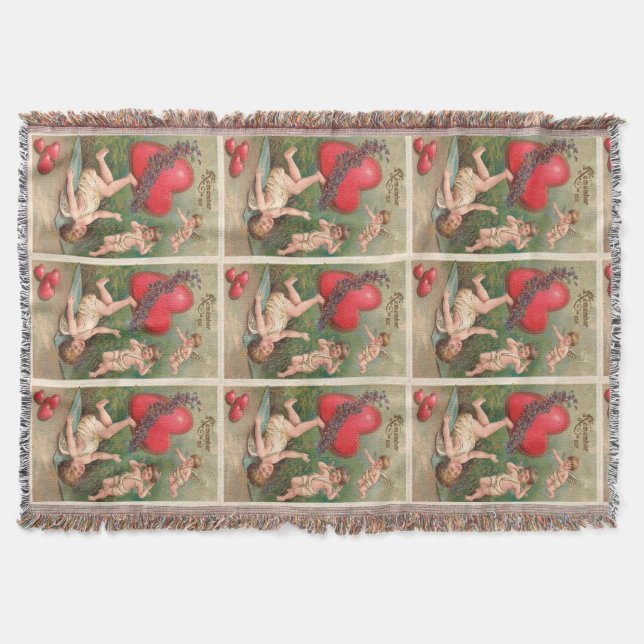 Manta Cartão vermelho dos namorados dos corações do (Frente)