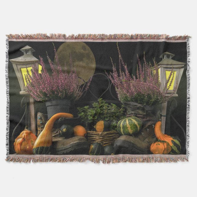 Manta Cena de Dia de Ação de Graças com Bench e Colheita (Frente)