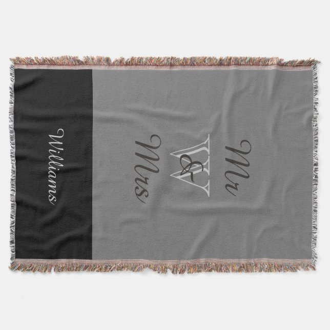 Manta CHIC THROW_"MR & Sra." NO INÍCIO COM NOME (Frente)