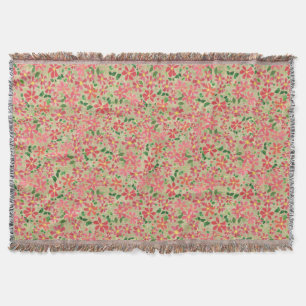 Manta Clematis Pink, Red, Orange Floral Patterno em Taup