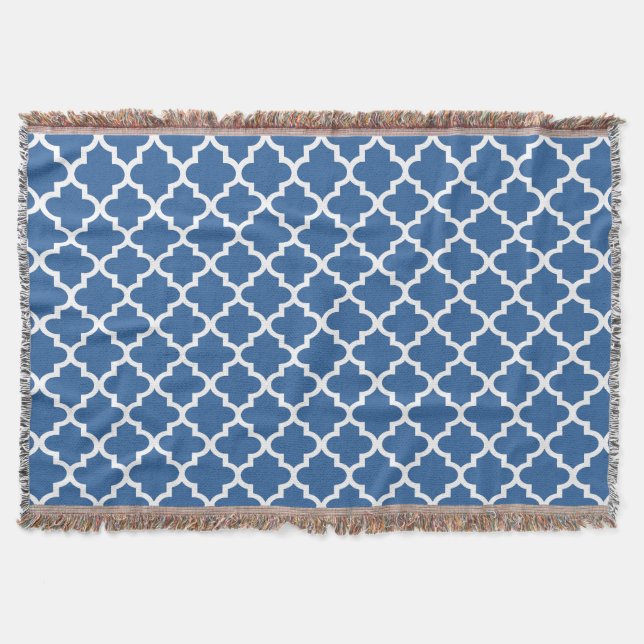 Manta Cobalt Bright Blue Marroquino Azulejo Trellis (Frente)