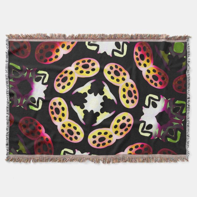 Manta Cobertura Jimette Desenho tem franjas de rosa cor (Frente)