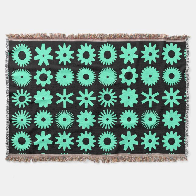 Manta Cogs - Turquesa em Preto (Frente)
