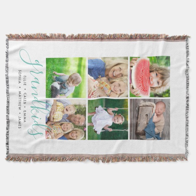Manta Colagem de Fotografias com Nomes de Netos Personal (Frente)