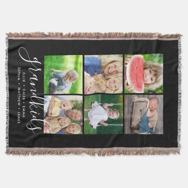Manta Colagem de Fotografias com Nomes de Netos Personal (Frente)