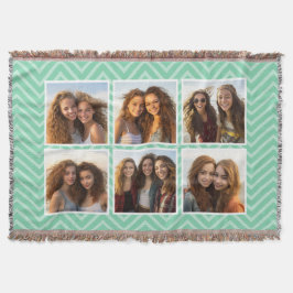 Manta Colagem Fotográfica Mint Chevron Pattern Pastel Tr