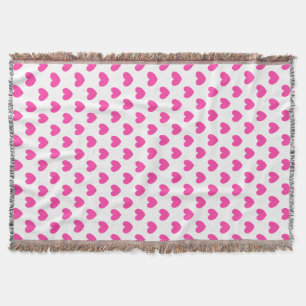 Manta Corações de polca cor-de-rosa da Fuchsia em bran