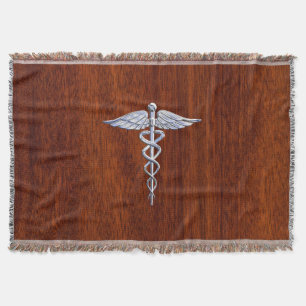 Manta Cromo Como Caduceus Símbolo Médico Estilo Mahogany