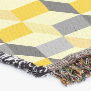 Manta Cubos geométricos amarelo e abstrato moderno