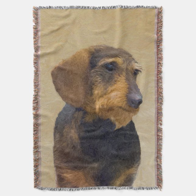 Manta Dachshund (Wirehaired) Pintura Original para Cacho (Frente Vertical)