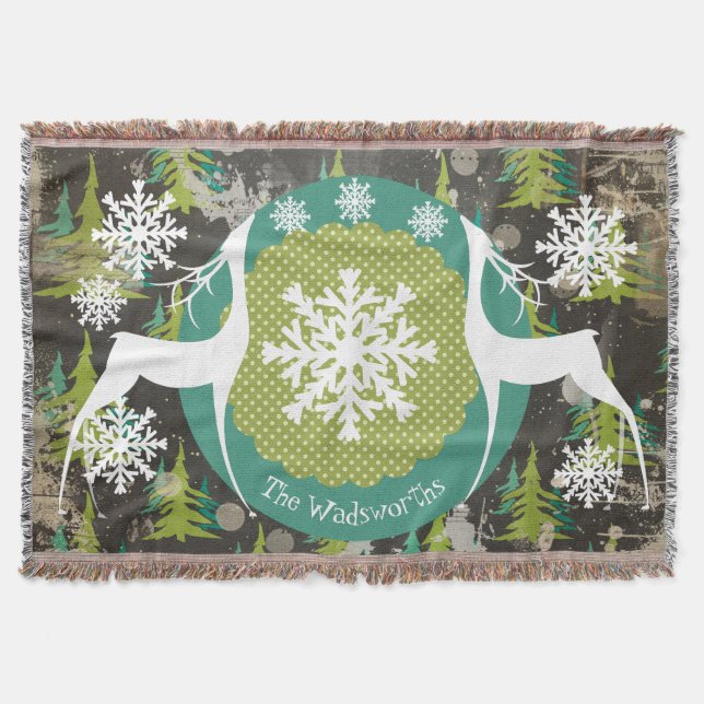 Manta Deer In Evergreen Forest Foliday Throw (Frente)