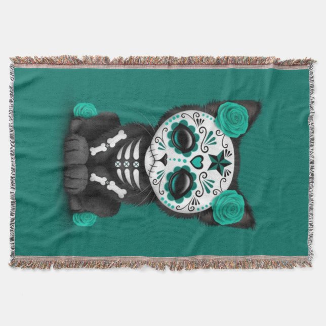 Manta Dia do vermelho azul da cerceta do gato inoperante (Frente)