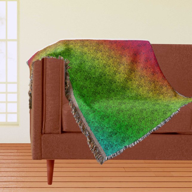 Manta Diag Gradient Floral Patterno Vermelho Gradiente A (Diag Rainbow Gradient Floral Pattern Red Green Throw Blanket)